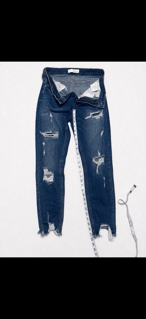 KanCan Women's Skinny Slim Fit Stretch Distressed Jeans Blue Med Wash